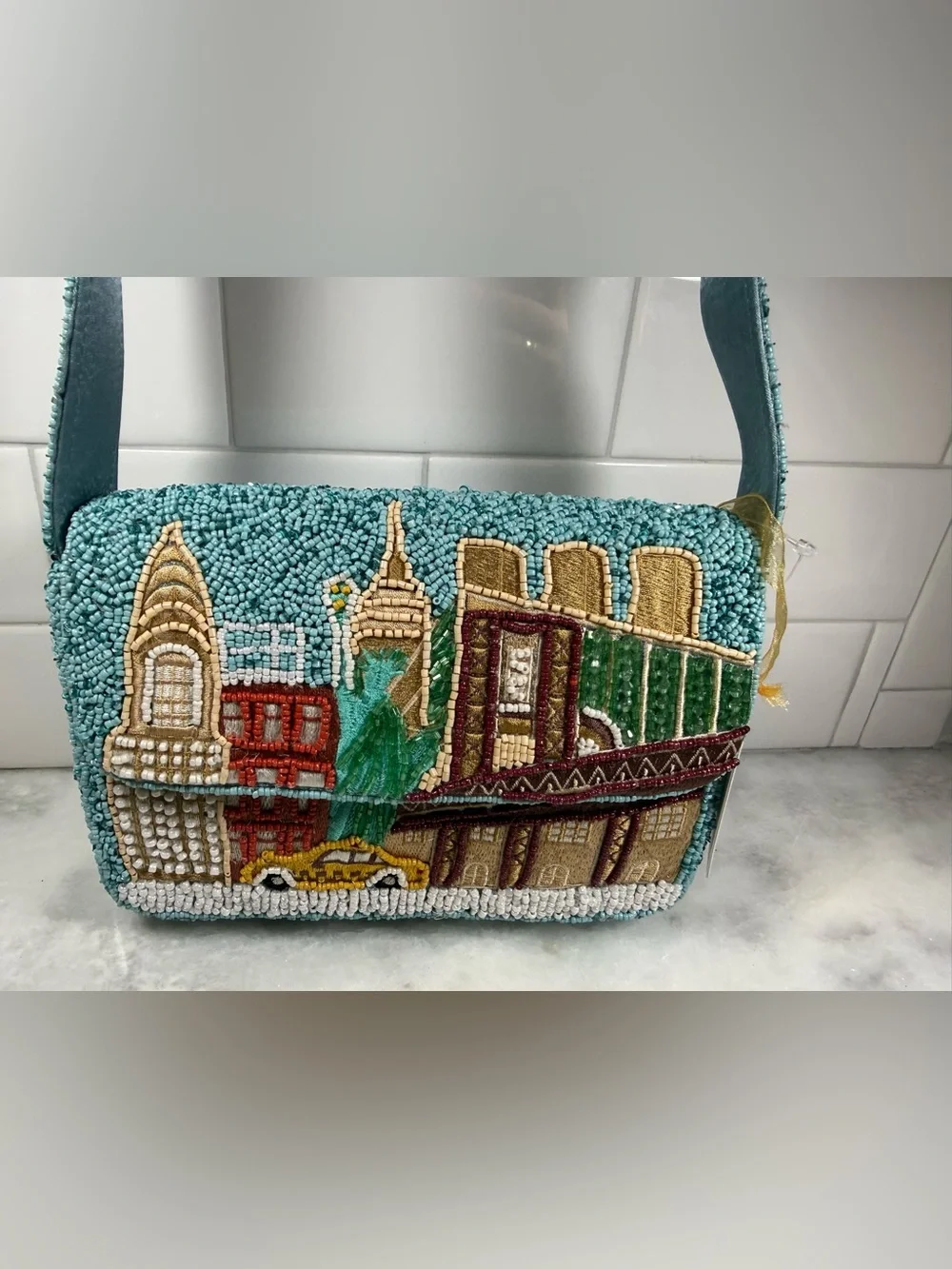 From India To You NYC Viral Beaded Bag NYC  Statue of Liberty Shoulder NWT